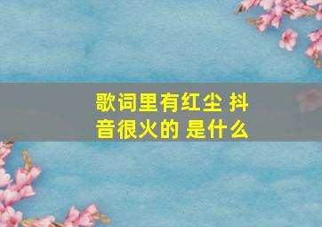 歌词里有红尘 抖音很火的 是什么